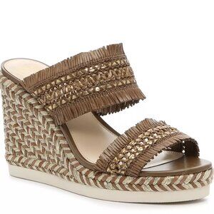 Vince Camuto Brittnuh Espadrille Wedge Brown and Gold - SZ 8 1/2 NEW